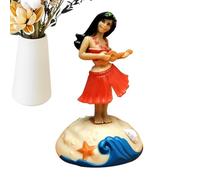 Ornamento della testa tremante | Auto Dashboard Dancing Hawaiian Girl Figurine cartone animato per la guida in sicurezza, ragazza da bar sulla spiaggia, ragazza, cartone animato mini