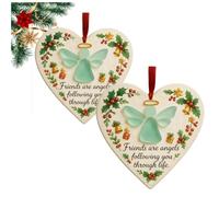 Ornamento dell'amicizia a forma di cuore di Natale, Friends are Angels Following Through Life, 2025 albero di Natale da appendere come ricordo dell'amicizia, regalo significativo per migliori amici