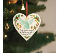 Ornamento dell'amicizia a forma di cuore di Natale, Friends are Angels Following Through Life, 2025 albero di Natale da appendere come ricordo dell'amicizia, regalo significativo per migliori amici