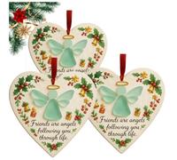 Ornamento dell'amicizia a forma di cuore di Natale, Friends are Angels Following Through Life, 2025 albero di Natale da appendere come ricordo dell'amicizia, regalo significativo per migliori amici