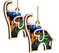 Ornamento dell'amicizia a forma di elefante, con design a forma di cuore, regalo in legno per donne, include biglietto di storia, 2