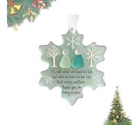 Ornamento dell'amicizia a forma di fiocco di neve, ornamenti da appendere all'albero di Natale, ornamento fatto a mano in vetro di mare, regalo di Natale, anniversario, laurea, decorazione per la casa