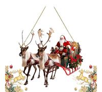 Ornamento di Babbo Natale sulla slitta dei cervi per l'albero di Natale - Babbo Natale sulla slitta con i cervi | Babbo Natale in acrilico 2D su slitta con decorazioni di renne,Renna di Babbo Natale