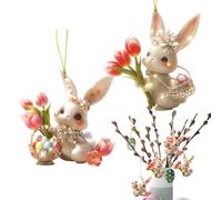Ornamento di coniglio, Ornamenti per coniglio pasquale | Confezione da 2 ornamenti SNOGLINGS Bunny,Keepsake Animale, per specchietto retrovisore, decorazioni pasquali in miniatura per la
