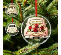 Ornamento di cristallo personalizzato con scritta "Just Married", con nome personalizzato "Our First Christmas Married", da appendere all'albero di Mr & Mrs Newlywed, regalo di inaugurazione della