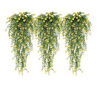 Ornamento Di Fiori Artificiali - Viti Evy Artificiali All'aperto | Ghirlanda Di Vegetazione Appesa Realistica Viti False | Decorazioni Floreali In Rattan Resistenti Ai Raggi UV Per Esterni (Giallo)