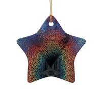 Ornamento di forma unica in ceramica con stampa olografica dei sogni, ciondolo a forma di stella su entrambi i lati per decorazioni natalizie