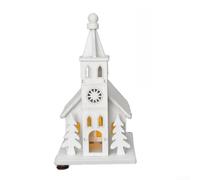 Ornamento di legno illuminato della casa della chiesa del LED per la | Natale per la decorazione domestica Natale da tavolo Villaggio Decor Inverno Holiday Mantel Display