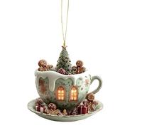 Ornamento di Natale - Decorazione 'albero di Natale | Ornamenti degli alberi all'aperto | Coppa di caffè acrilico 2 ° forma a forma di neve ciondolo per automobilismo per il letto interno uomo