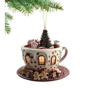 Ornamento di Natale - Decorazione 'albero di Natale | Ornamenti degli alberi all'aperto | Coppa di caffè acrilico 2 ° forma a forma di neve ciondolo per automobilismo per il letto interno uomo