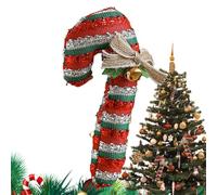 Ornamento Di Natale in Bastone Pendenti in Tessuto Rosso e Bianco con Campanellino e, Decorazioni per Albero di Natale in Base, per Interni Camera Dormitorio Appartamento Festa Inverno Giardino