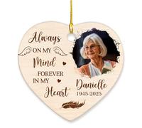 Ornamento Di Natale In Ceramica Always On My Mind Forever In My Heart Personalizzato Addobbi Natalizi Keepsake Per Souvenirs Fidanzati 7.3Cm