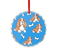 Ornamento Di Natale In Ceramica Basset Hound Dog Bones Ornamento Di Natale Keepsake Fidanzamento Per Regali Di Nozze Fidanzati 7.3Cm