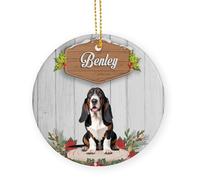 Ornamento Di Natale In Ceramica Black Basset Hound Dog Natalizio In Ceramica Elegante Keepsake Per Amante Dei Viaggi Regali Di Nozze 7.3Cm