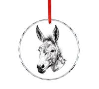 Ornamento Di Natale In Ceramica Donkey Drawing Head Decorazione Aggiunta Di Atmosfera Romantica Keepsake Per Souvenirs Coppie 7.3Cm