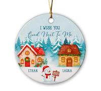 Ornamento Di Natale In Ceramica I Wish You Lived Next To Me Personalizzato Decorazione Keepsake Per Regali Di Nozze Souvenirs 7.3Cm