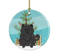 Ornamento Di Natale In Ceramica Merry Christmas Tree Chow Chow Black Decorazioni Natalizie Keepsake Aggiunta Di Atmosfera Romantica Per Amante Dei Viaggi Regali Di Nozze 7.3Cm