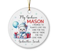Ornamento Di Natale In Ceramica My Godson I Promise To Always Love You Personalizzato Natalizio In Ceramica Keepsake Per Regali Di Nozze Fidanzati 7.3Cm