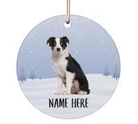Ornamento Di Natale In Ceramica Personalized Name Australian Shepherd Black White Puppy Decorazione Elegante Aggiunta Di Atmosfera Romantica Per Regali Di Nozze Fidanzati 7.3Cm
