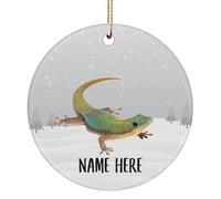 Ornamento Di Natale In Ceramica Personalized Name Gold Dust Day Gecko Decorazione Elegante Keepsake Per Souvenirs Amante Dei Viaggi 7.3Cm