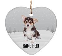 Ornamento Di Natale In Ceramica Personalized Name Pembroke Welsh Corgi Puppy Addobbi Natalizi Rotonda Aggiunta Di Atmosfera Romantica Per Souvenirs Regali Di Nozze 7.3Cm