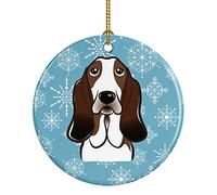 Ornamento Di Natale In Ceramica Snowflake Basset Hound Natalizio In Ceramica Keepsake Aggiunta Di Atmosfera Romantica Per Coppie Regali Di Nozze 7.3Cm