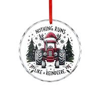 Ornamento di Natale, Nothing Runs Like A Renna Souvenir Decorazioni da appendere all'albero di Natale Divertente ricordo commemorativo, 7,5 cm, ornamenti rotondi in vetro, regali di Natale per