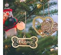 Ornamento di Natale Personalizzato in Osso e Legno - Decorazione per Albero Con il Nome del Tuo Cane