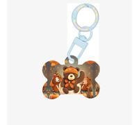 Ornamento di osso del cane acrilico con stampa di orso del Ringraziamento danzante, medagliette per cani Ornamento personalizzato per animali domestici, portachiavi a forma di osso