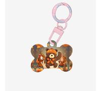 Ornamento di osso del cane acrilico con stampa di orso del Ringraziamento danzante, medagliette per cani Ornamento personalizzato per animali domestici, portachiavi a forma di osso