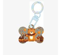 Ornamento di osso del cane acrilico stampato di orsi del Ringraziamento danzanti, medagliette per cani Ornamento personalizzato per animali domestici, portachiavi a forma di osso