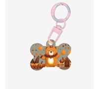 Ornamento di osso del cane acrilico stampato di orsi del Ringraziamento danzanti, medagliette per cani Ornamento personalizzato per animali domestici, portachiavi a forma di osso