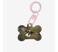 Ornamento di osso di cane acrilico con stampa volante-selvaggia, medagliette per cani Ornamento personalizzato per animali domestici, portachiavi a forma di osso identificativo