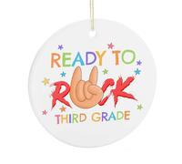 Ornamento di terza elementare pronto per l'albero di Natale, divertenti ornamenti in ceramica da appendere, decorazione per feste invernali, regali di Natale per studenti, 7,5 cm