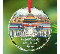 Ornamento di vetro della città proibita che appende decorazioni natalizie, nome e testo personalizzati Ornamenti di vista della città proibita, souvenir di viaggio Regali ornamentali, souvenir