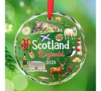 Ornamento di vetro personalizzato del ricordo di viaggio della Scozia, Ornamenti di viaggio delle Highland scozzesi 2025, Nome personalizzato Castello di Edimburgo Ornamento da viaggio, Regali di