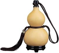 Ornamento di zucca stile cinese, Bottiglia d'acqua Fiaschetta di zucca naturale Decorazione for la casa Bottiglia vuota Sughero Bollitore Cera d'api Medicina Zucca Brocca,(Primary Color)