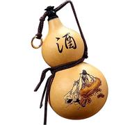 Ornamento di zucca stile cinese, Bottiglia d'acqua Zucca da vino naturale, bottiglia d'acqua portatile for esterni, acqua, vino, zucca medicinale, brocca con tappo in legno, beige(Beige_500ml)