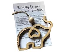 Ornamento 'Elefante 'Amicizia tra Sorelle, Elefante in Legno di Amicizia tra Sorelle,Ornamento 'Elefante in Legno per la tribù delle Donne - Simbolo 'Amicizia Elefante con Carta di