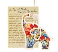 Ornamento Elefante per Donne Tribù, 15x10cm Ornamento Elefante Appendere con Carte Storia Regali Amicizia Sorprese Cestino Pasqua per Sorellanza Migliori Amiche Sorelle Decorazione (Fiore)