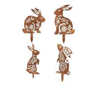 Ornamento Ferro Rustico Sagoma Lepre Ornamento Ferro Rustico(1 set) | Silhouette coniglio affascinante, tocco per whimsical, per ideale per pasqua, estetica da per giardino unica