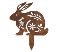 Ornamento Ferro Rustico Sagoma Lepre Ornamento Ferro Rustico(B) | Silhouette coniglio affascinante, tocco per whimsical, per ideale per pasqua, estetica da per giardino unica