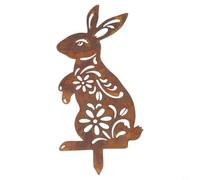 Ornamento Ferro Rustico Sagoma Lepre Ornamento Ferro Rustico(C) | Silhouette coniglio affascinante, tocco per whimsical, per ideale per pasqua, estetica da per giardino unica