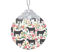 Ornamento floreale della palla di Natale del governo con il gancio, decorazione di vetro a 3,3 pollici con stampa completa dell'involucro