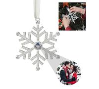 Ornamento Fotografico Personalizzato per Albero di Natale, Ornamenti Natalizi Personalizzati con Fiocchi di Neve, Ornamenti Pendenti con Proiezione di Fiocchi di Neve con Immagini All'Interno