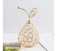 Ornamento Frutta Cristallo 3D Oro 10cm per scintillante Ornamento | Cristalli strass brillanti, design 3D realistico, finitura oro metallizzata, 10x10x10cm, per interni(pear)