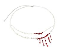 Ornamento gotico del piede di perle finte macchiate di sangue romanzo Halloween goccia di sangue nappe catena della vita del corpo per le donne ragazze nappe catena del petto del corpo, Misura unica