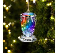Ornamento in acrilico con nome personalizzato Conga, strumento a percussione piatto 2D personalizzato, decorazione natalizia da appendere, regalo per batteristi, appassionati di percussioni