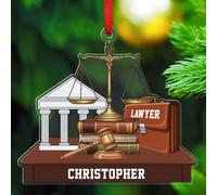 Ornamento in acrilico con nome personalizzato per avvocato, Natale 2025, personalizzato a forma di avvocato, regalo per laurea, scale del giudice della giustizia, ornamenti per albero di Natale