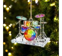 Ornamento in acrilico con nome personalizzato, strumento a percussione piatto 2D personalizzato, decorazione natalizia da appendere, regalo per batteristi, appassionati di musica, compleanno di uomini
